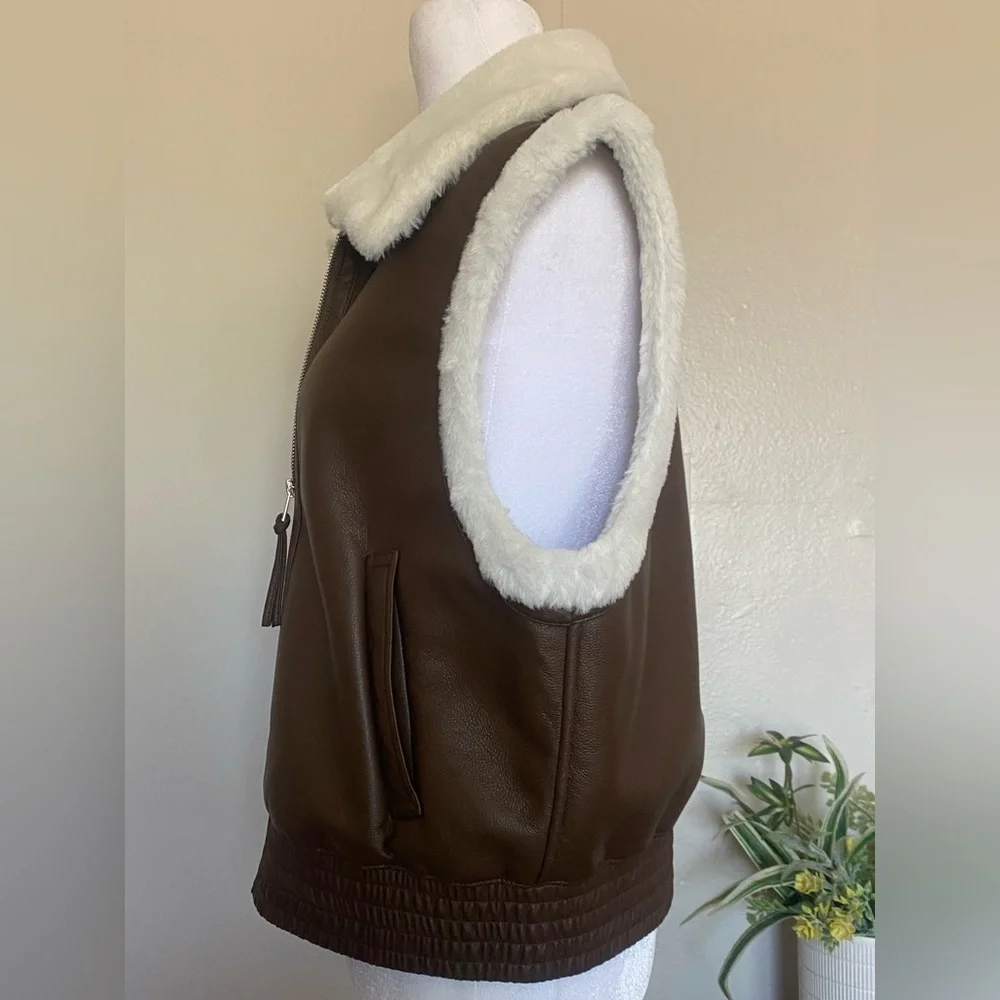 Marc New York Cream Shearling Vest‎ women size medium